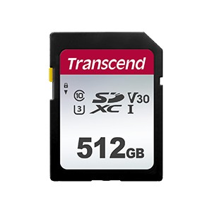 Transcend 300s 512GB UHS-1 Class-10 U1 U3 V30 SDXC Memory Card