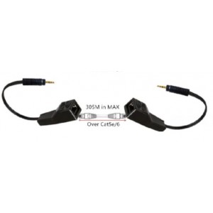 Audio jack over ethernet converter/extender - 305m CAT5e/CAT6 -3.5mm to 3.5mm