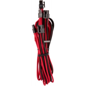 Corsair - Premium Individually Sleeved PCIe Cables (Dual Connector) Type 4 Gen 4 - Red/Black