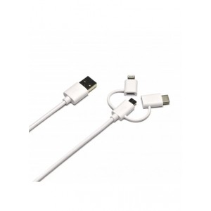 Port 3in1 Cable - Lighting - Type C - Micro USB - 1.2m - White