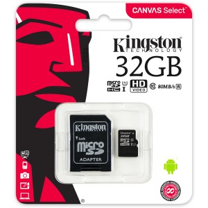 Kingston Technology - Canvas Select SDCS/32GB MicroSDClass 10 UHS-I 32GB Memory Card (SD Adapter Included)