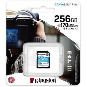 Kingston Technology - 256GB SDXC Canvas Go Plus 170MB/s Read UHS-I  C10  U3  V30 Memory Card