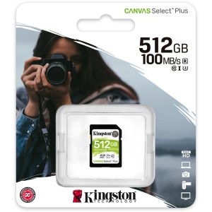 Kingston Technology - SDS2/512GB Canvas Select Plus SD Card Class 10 UHS-I 512GB Memory Card