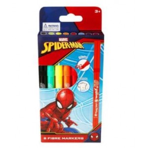 Marvel Spiderman 8 Primary Color Fibre Markers - Multi-color