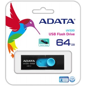 Adata UV320 64GB USB 3.1 (3.1 Gen 2) Type-A USB Flash Drive - Black/Blue