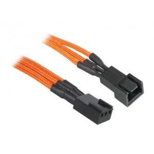 BitFenix Alchemy Multisleeved 90cm 3 Pin Power Extension Cable for CPU or System Fan - Orange