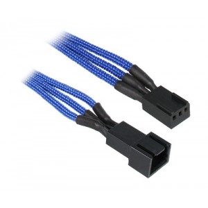 BitFenix Alchemy Multisleeved 90cm 3 Pin Power Extension Cable for CPU or System Fan - Blue