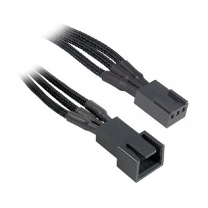 BitFenix Alchemy Multisleeved 90cm 3 Pin Power Extension Cable for CPU or System Fan - Black