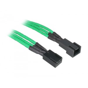 BitFenix Alchemy Multisleeved 90cm 3 Pin Power Extension Cable for CPU or System Fan - Green