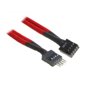 BitFenix Alchemy Multisleeved Cable - 30cm - Internal USB Header Extension Cable - Red