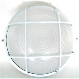 Noble Pays Round Bulkhead Light Fitting Large With Grid - White