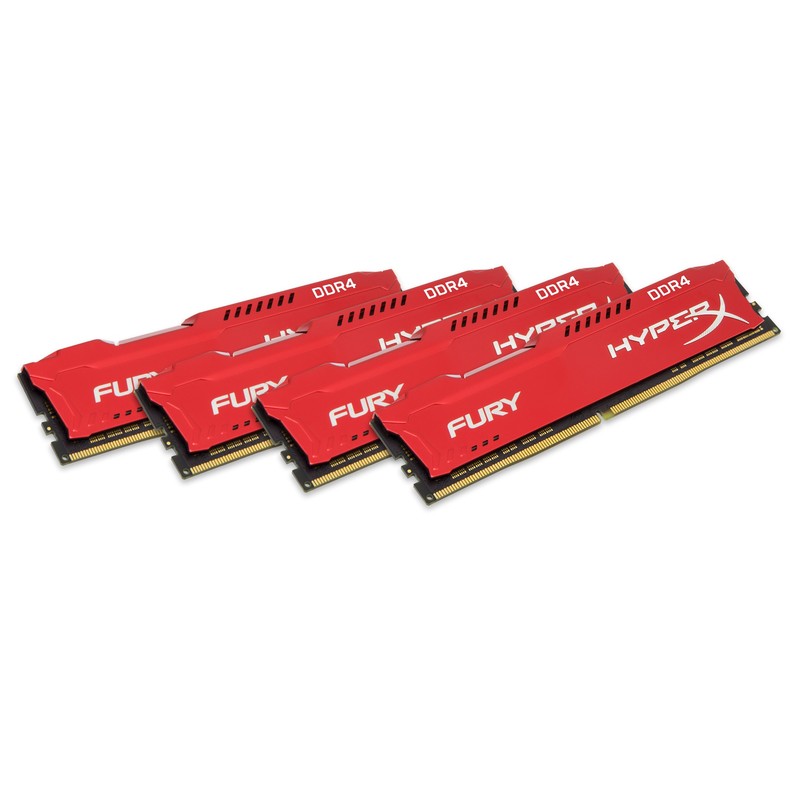 Kingston - HyperX Fury 32GB (8GB x 4 kit) DDR4-2133 CL14 1.2v - 288pin  Memory Module (Red Heatsink) - GeeWiz