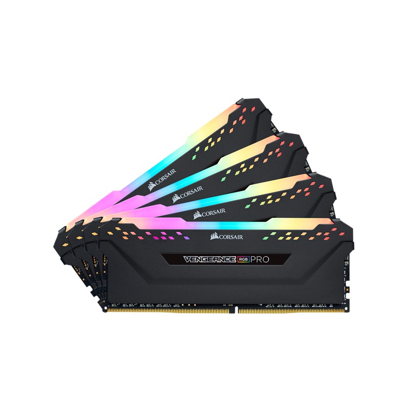 Corsair Vengeance RGB Pro - Black Heatsink 32GB (8GB x 4 kit) DDR4-2666  CL16 1.35v - 288pin Memory Module - GeeWiz