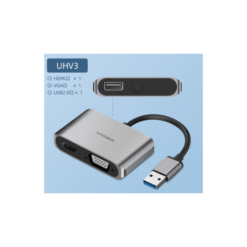 USB 3.0 to HDMI+VGA Adapter 4K HD Multi-Display Converter (Fresco chipset)  - GeeWiz