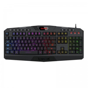 Redragon HARPE Membrane/RGB Backlit/12 Multimedia Keys/19 Non-Conflict Gaming Keyboard - Black