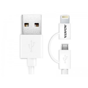 Adata Universal Lightning and Micro USB Cable - White - 1m