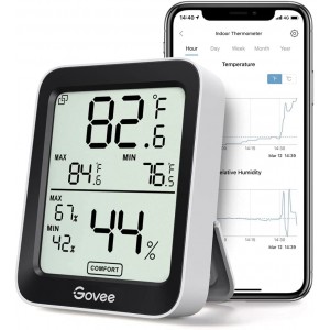 Govee Hygrometer H5075- Bluetooth Indoor Room Temperature Monitor- Greenhouse Thermometer with Remote App Control