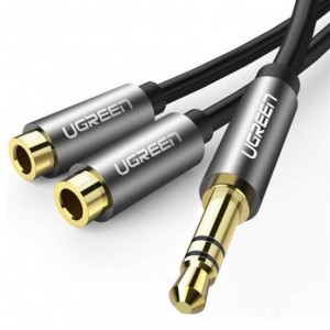Ugreen 3.5mm Audio Male To 2x Female Audio Splitter - 0.25m Adapter With Gold-Plated Connectors - Black