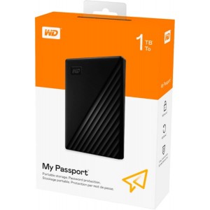 Western Digital WDBYVG0010BBK 1TB My Passport Portable Storage External Hard Drive USB 3.2 - Black (PC/Mac)