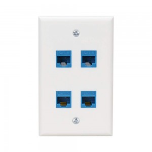 Ethernet Faceplate - 4 Ports / Compatible with Cat 6/6e/5/5e Ethernet Devices