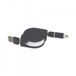 Unitek 1m 2-in-1 Retractable USB to Micro USB Cable with Lightning Adapter