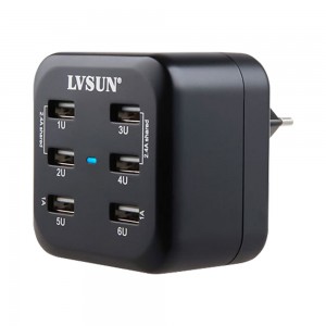 LVSUN LS-6US Smart 6-Port USB 34W 5V 6.8A Travel Charger