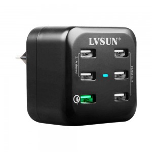 LVSUN 6-Port USB 34W 5V - 12V 6.8A QC2.0 Charger (LS-6USQ)