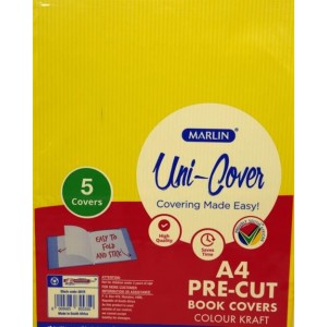 Marlin Kids Precut A4 Yellow Kraft Paper Book Cover 5 pack
