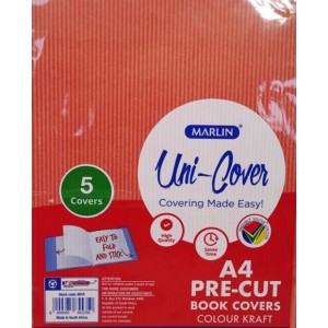 Marlin Kids Precut A4 Red Book Kraft Paper Cover 5 pack