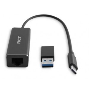RCT USB-C to RJ45 Gigabit Ethernet Adapter - Connects your USB-C device to a wired network with Gigabit Ethernet speeds