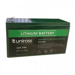 UNIROSS 12V / 7Ah (15A Discharge) Lithium LifePO4 Battery - compatible with Gates / Alarms / CCTV (3 Year Warranty)
