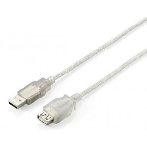 Equip 128750 USB 2.0 Type A Extension Cable Male to Female - 1.8m - Transparent Silver