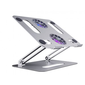 Tuff-Luv Height Adjustable Laptop Stand with Fans (Includes USB-A Cable - Aluminium