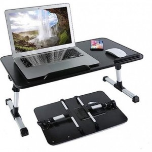UniQue Portable Foldable Laptop Desk With USB Cooling Fan - Black