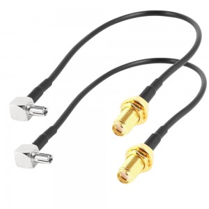 SMA Female to TS9 Male (Right Angle) - Pigtail Connector Converter (to connect antennas to routers like B618) - 2 Pack