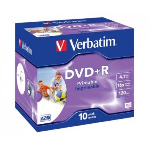Verbatim 43508 16x Printable DVD+R - Jewel Cased 10 Pack