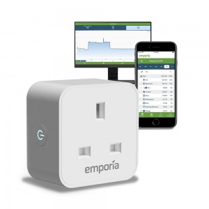 Emporia Smart Plug (UK Socket) - with Energy Monitoring / 16A Max / 10A Continuous / Wi-Fi Smart Outlet / Mobile App / Alexa / Google