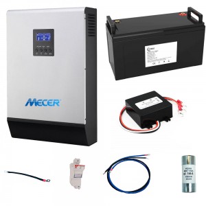 3000VA Mecer Axpert Pure Sine Inverter + 1x 25.6v 100Ah LITHIUM Battery Trolley (12 HOUR BATTERY LIFE) KIT - 3000W With LITHIUM Battery (+-5000 cycles) 2560Wh - DB Box Kit