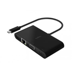 Belkin USB-C Multimedia + Charge Adapter (100W) - Black