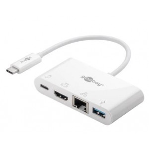 Goobay USB-C Multiport Adapter (HDMI + Ethernet- PD) - White