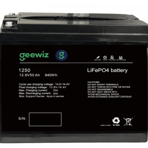 GeeWiz 12V 50Ah Lithium Ion LiFePO4 640Wh 4000 Cycle Battery (FIRST LIFE CELLS) - 2 Year Unlimited Cycles Warranty - 4000 Cycles (Same Runtime as a 100Ah Lead Acid)