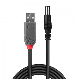 Lindy 1.5m USB to 2.1mm Inner / 5.5mm Outer DC Cable (70268)