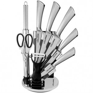 Totally 9pc Knife Set With Stand - Silver