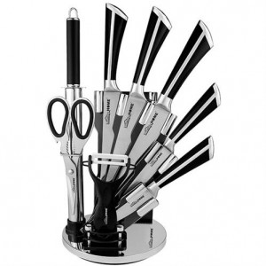 Totally 9pc Knife Set With Stand - Black