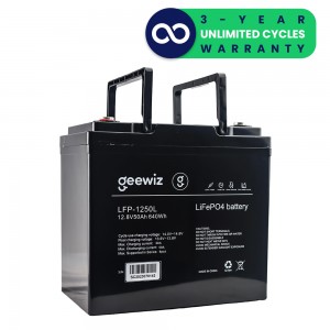 GeeWiz 1250L 640Wh 12V 50Ah Lithium Ion LiFePO4 5000 Cycle Battery (FIRST LIFE CELLS) - 3 Year 5000 Cycles Warranty (Same Runtime as a 100Ah Lead Acid)