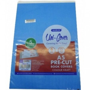 Marlin Kids A5 Precut Book Cover - Blue - 5 Pack