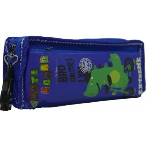 Brainware Fabric 2 Pocket 20cm Pencil Bag With Combination Lock - Royal Blue