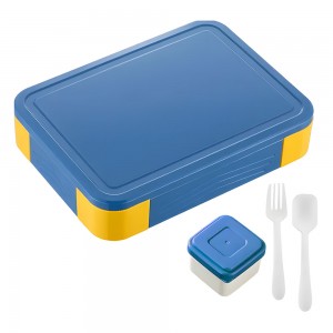 Colorful Compartment Lunchbox - with a fork- spoon- and small container