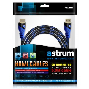 Astrum A31505-B HDMI Cable 5.0 Meter Braided 1.4v Supports 3D