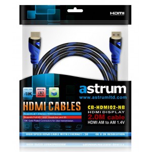 Astrum A31502-B HDMI Cable 2.0m 1.4v Gold Plated 3D Supported